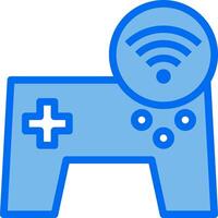 A blue game controller with a wifi symbol vector