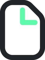 A green and black icon with a clock vector