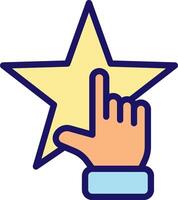 A hand pointing to a star icon vector