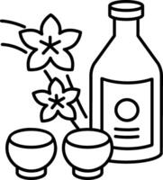 A bottle of sake and two cups of sake vector