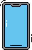 A tablet computer with a blue screen and a white background vector