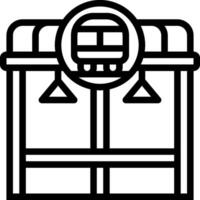 A black and white line drawing of a train station vector
