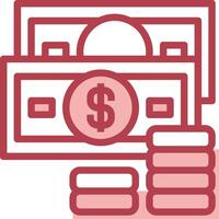 Money icon with stacks of coins and a dollar sign vector