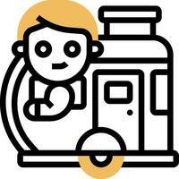 A man in a small trailer icon vector