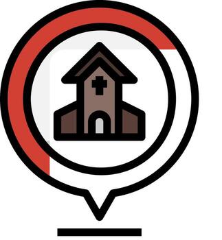 un Iglesia icono con un mapa puntero vector