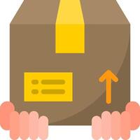 A hand holding a box with an arrow pointing up vector