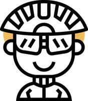 A cartoon character wearing a helmet and glasses vector
