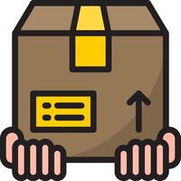 Hand holding a box with an arrow pointing up vector