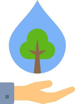 A hand holding a drop of water with a tree in it vector
