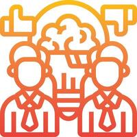 A line icon of two people with a light bulb above them vector