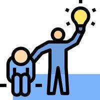 A man is holding an idea light bulb above a man vector