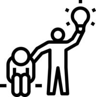 A man is holding a light bulb above a man vector