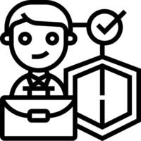 A man with a briefcase and a shield icon vector