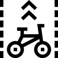 A black and white sign with a bicycle and arrow vector