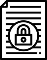 A black and white icon of a padlock on a paper vector