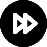 A black and white play button with a white arrow vector