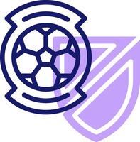 The logo for the soccer team is shown in a purple and blue color vector