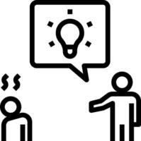 A man is talking to another man with a light bulb above them vector