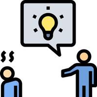 A man is talking to another man with a light bulb above them vector