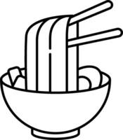 Chopsticks and noodles in a bowl coloring page vector