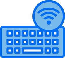 A blue wireless keyboard and a wifi symbol vector