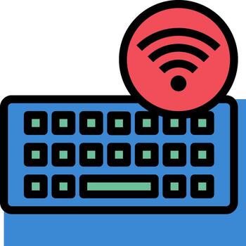 A wireless keyboard and a wifi icon vector