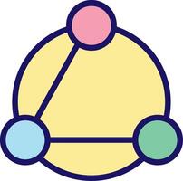 A circle with four different colored spheres inside vector