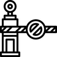 A black and white illustration of a gate with a sign vector