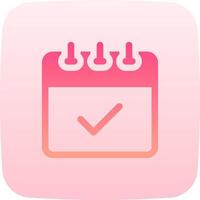 A pink calendar icon with a check mark vector