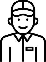 A man in a cap and shirt is shown in a line drawing vector
