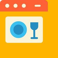 A flat icon of a plate with a glass and a fork vector