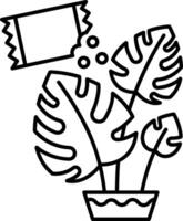 A plant with a leaf and a sign on it vector