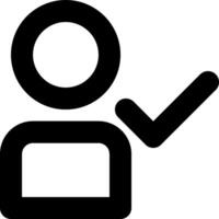 A black and white icon of a person with a check mark vector