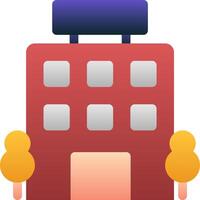 A red building with a clock on it vector