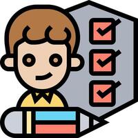 A man with a pencil and check marks on his face vector