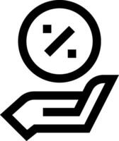 A black and white icon of a hand holding a check mark vector
