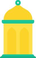 A yellow and green building icon vector