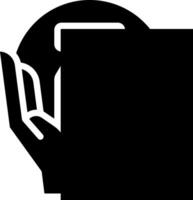 A black and white image of a hand holding a box vector