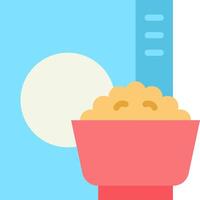 A bowl of cereal next to a box of cereal vector