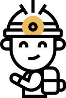 A cartoon man wearing a helmet and holding a backpack vector