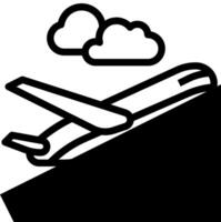 An airplane flying over a hill with clouds vector