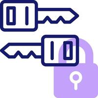 Two keys are shown next to a padlock vector