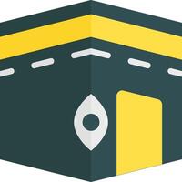 A yellow and green building with a yellow and black roof vector