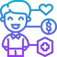 A man with a heart, dollar sign, and other icons vector