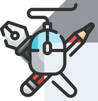 A mouse, pencil, and wrenter icon vector