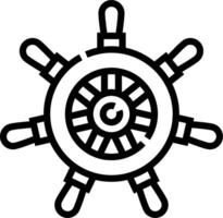 A black and white ship wheel icon vector