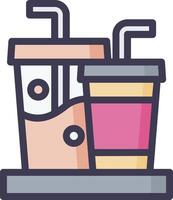 A drink and a cup with straws on a tray vector