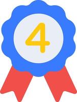 A blue and red award badge with the number four vector