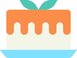 An orange cake with a green leaf on top vector
