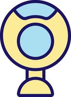 A yellow and blue cup with a blue handle vector